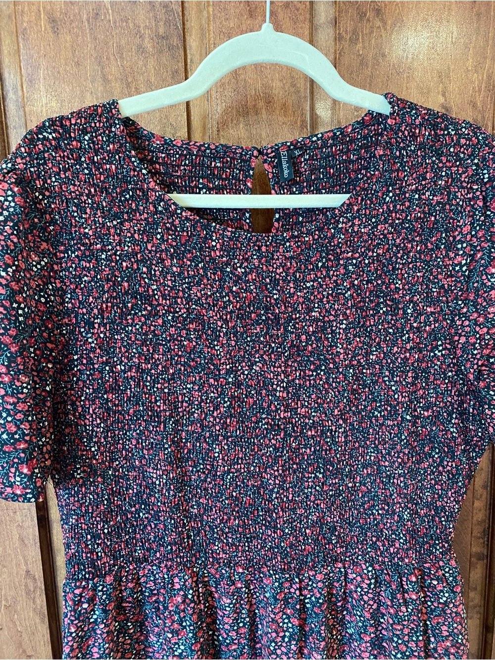 Women’s Ellakoko Floral print Short Sleeve Smocked Summer Midi Dress - Picture 8 of 9